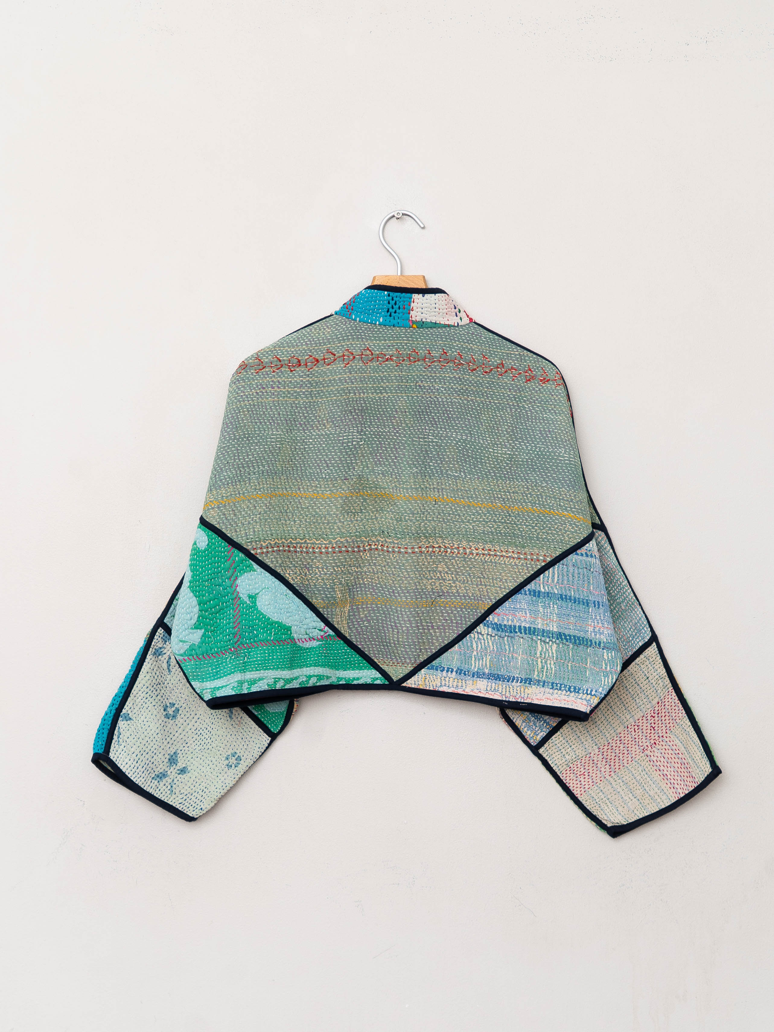 The Kaira Cropped Quilted Patchwork Kantha Jacket