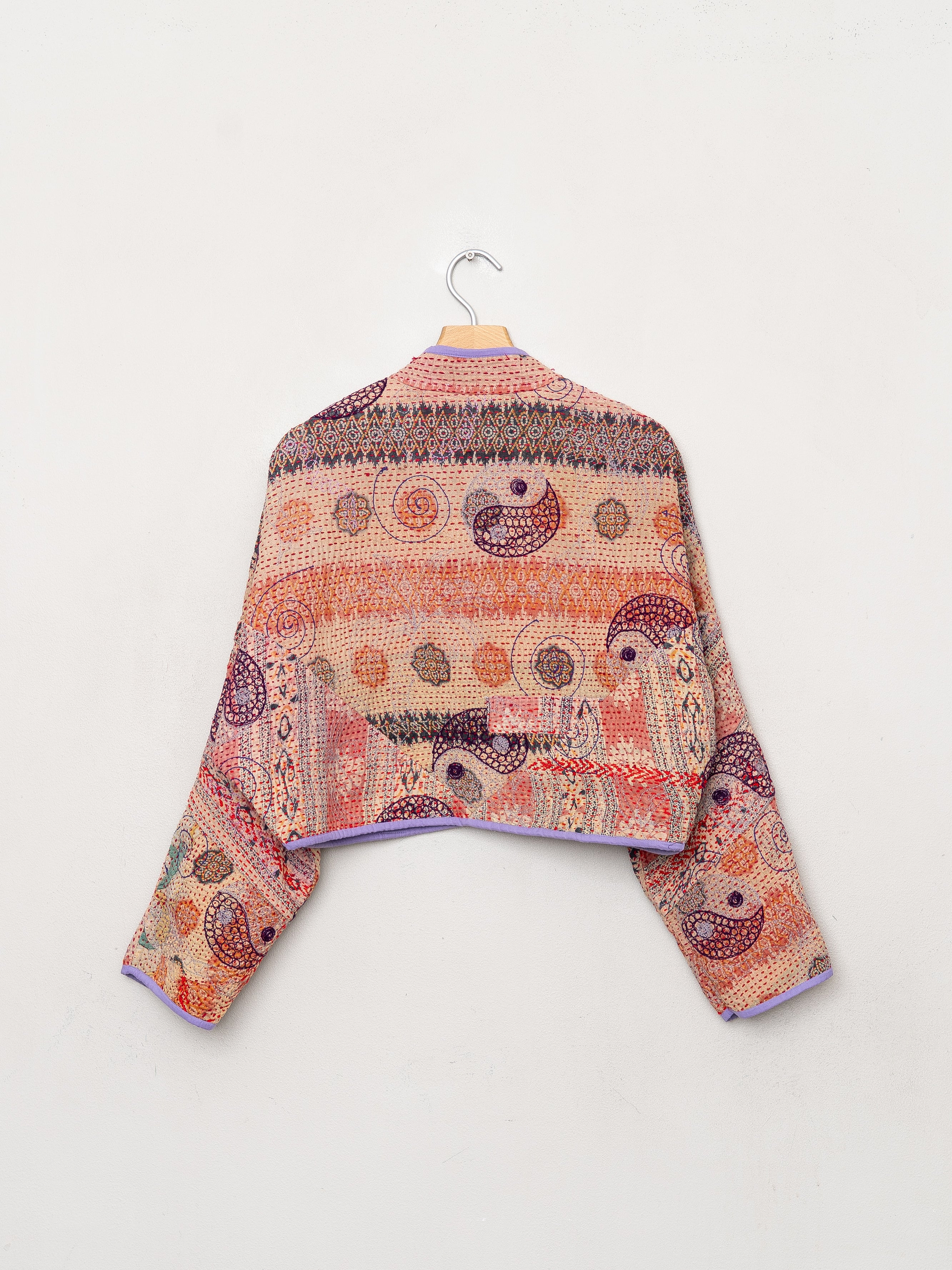 The Kaira Cropped Suzani Quilted Kantha Jacket