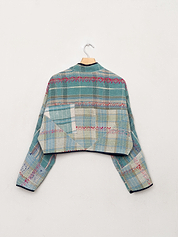 The Kaira Cropped Quilted Patchwork Kantha Jacket
