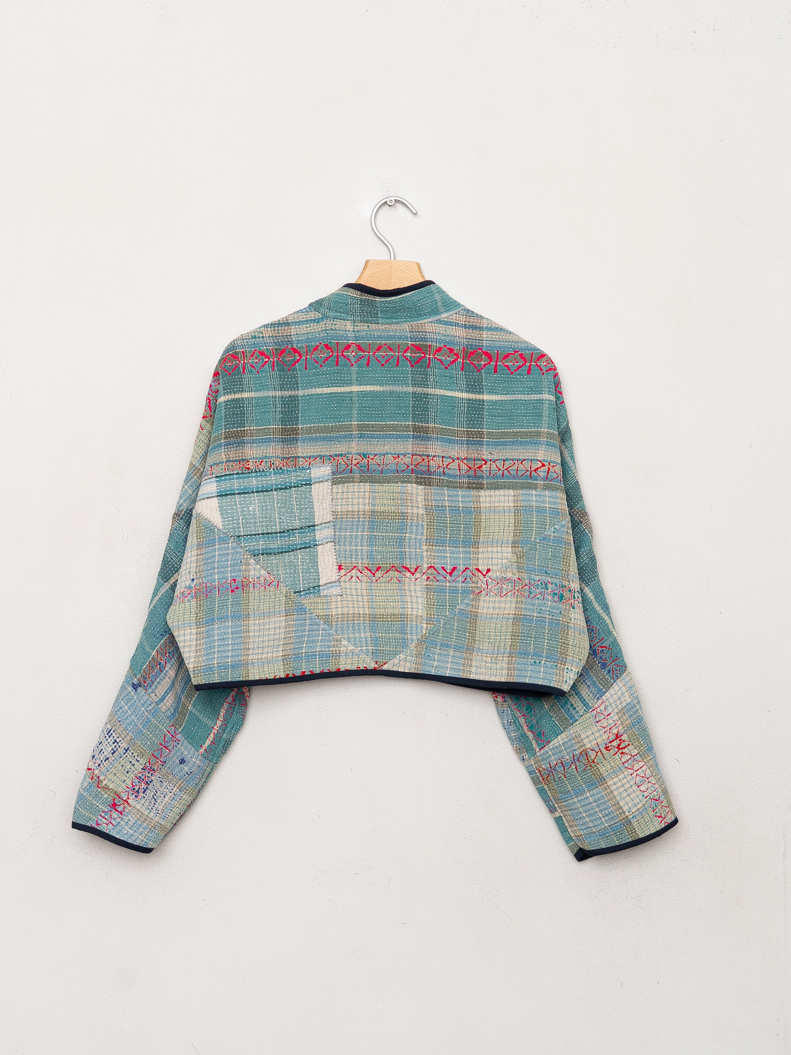 The Kaira Cropped Quilted Patchwork Kantha Jacket