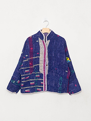 The Ladhiya Petite Quilted Indigo Kantha Jacket