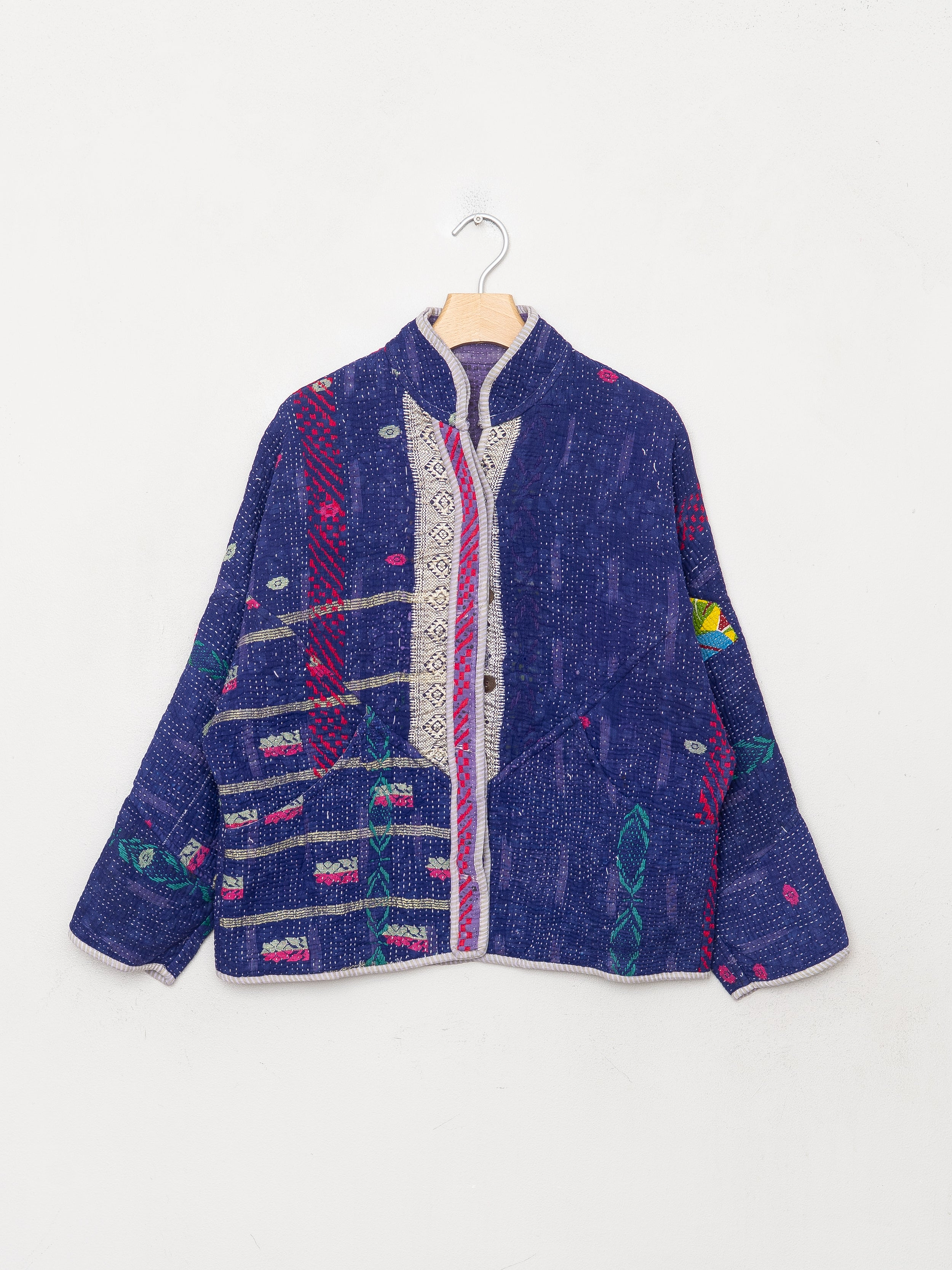 The Ladhiya Petite Quilted Indigo Kantha Jacket