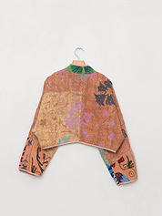 The Kaira Cropped Suzani Quilted Kantha Jacket