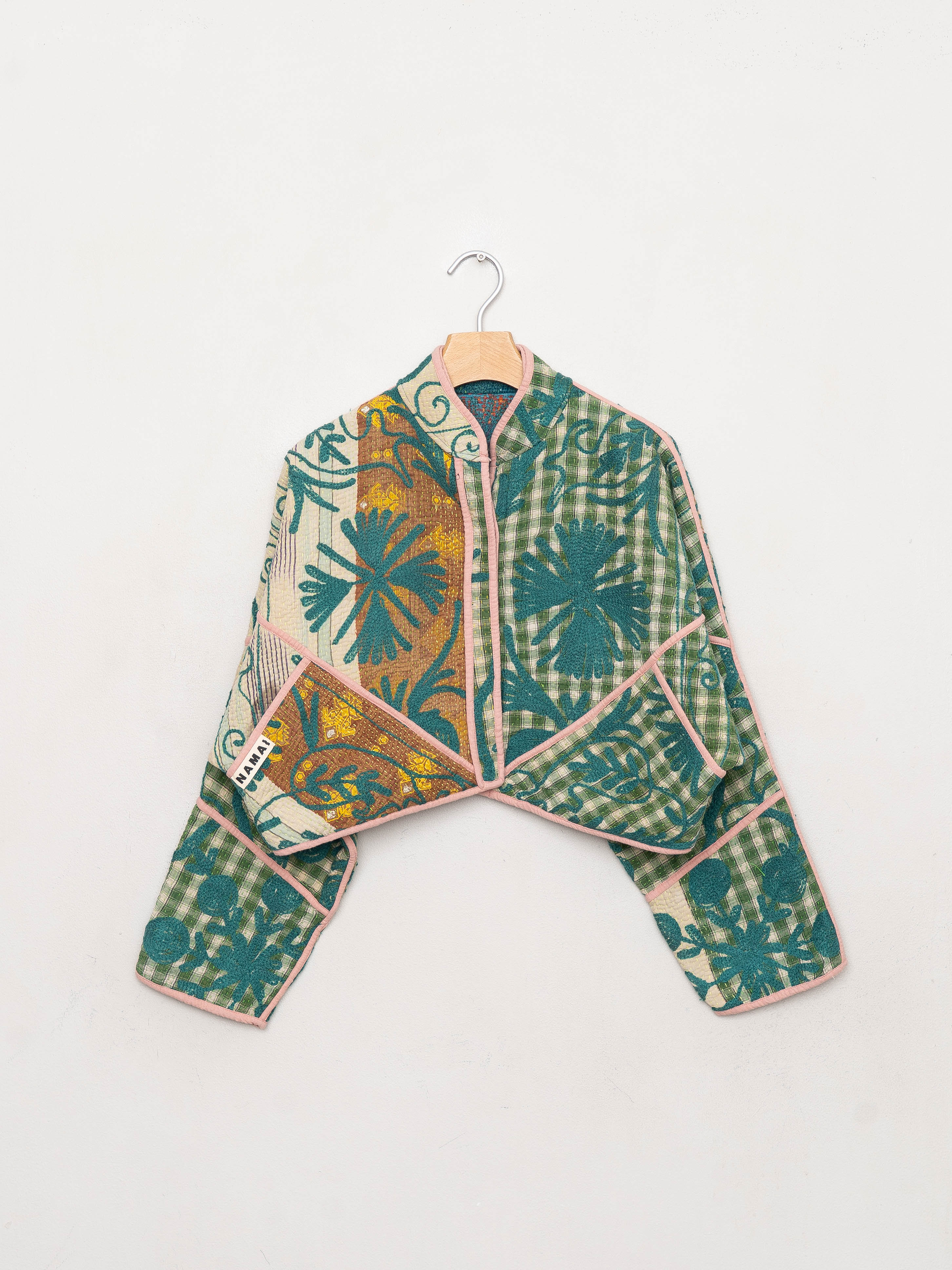 The Kaira Cropped Suzani Quilted Kantha Jacket