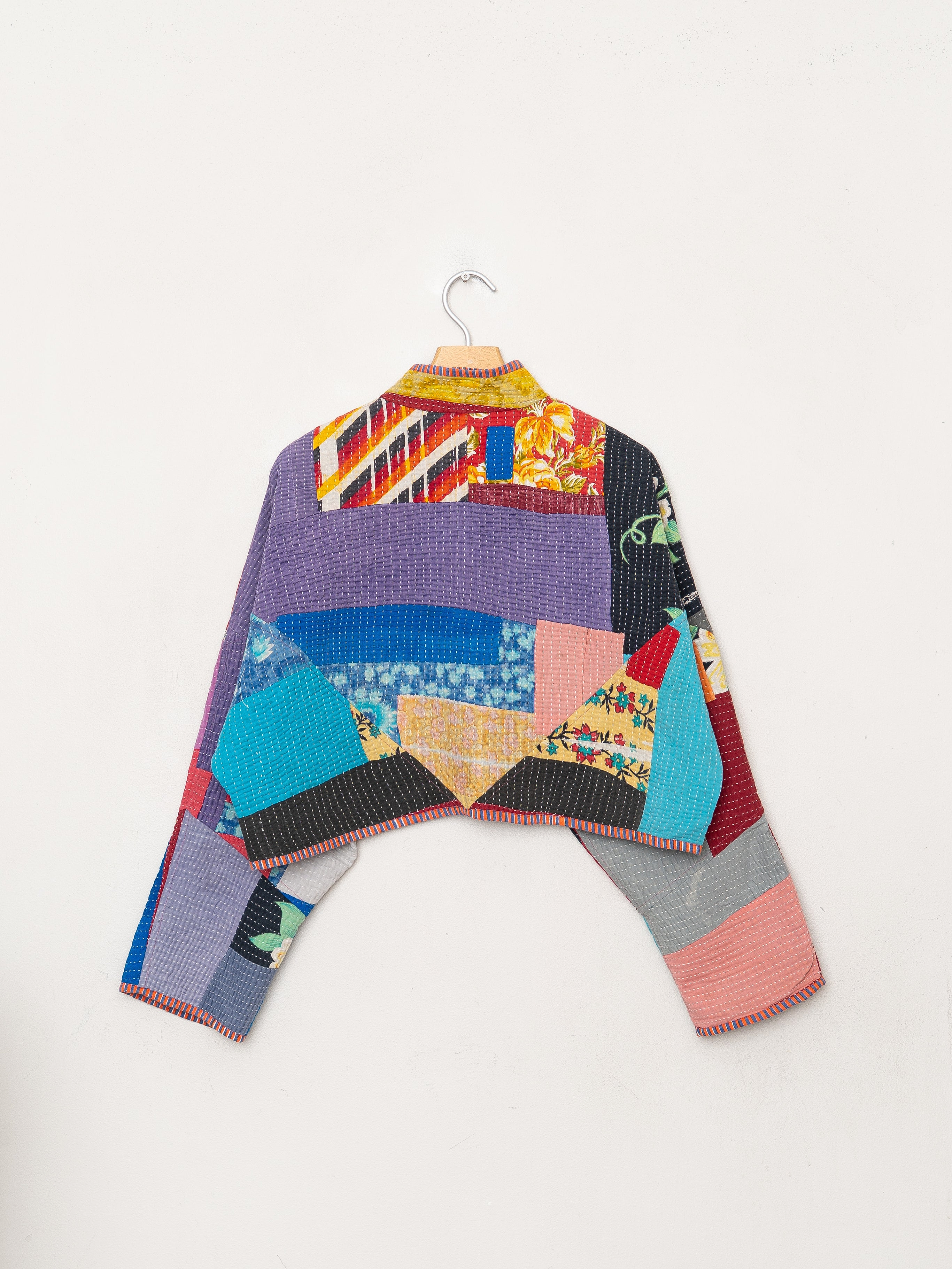 The Kaira Cropped Quilted Patchwork Kantha Jacket