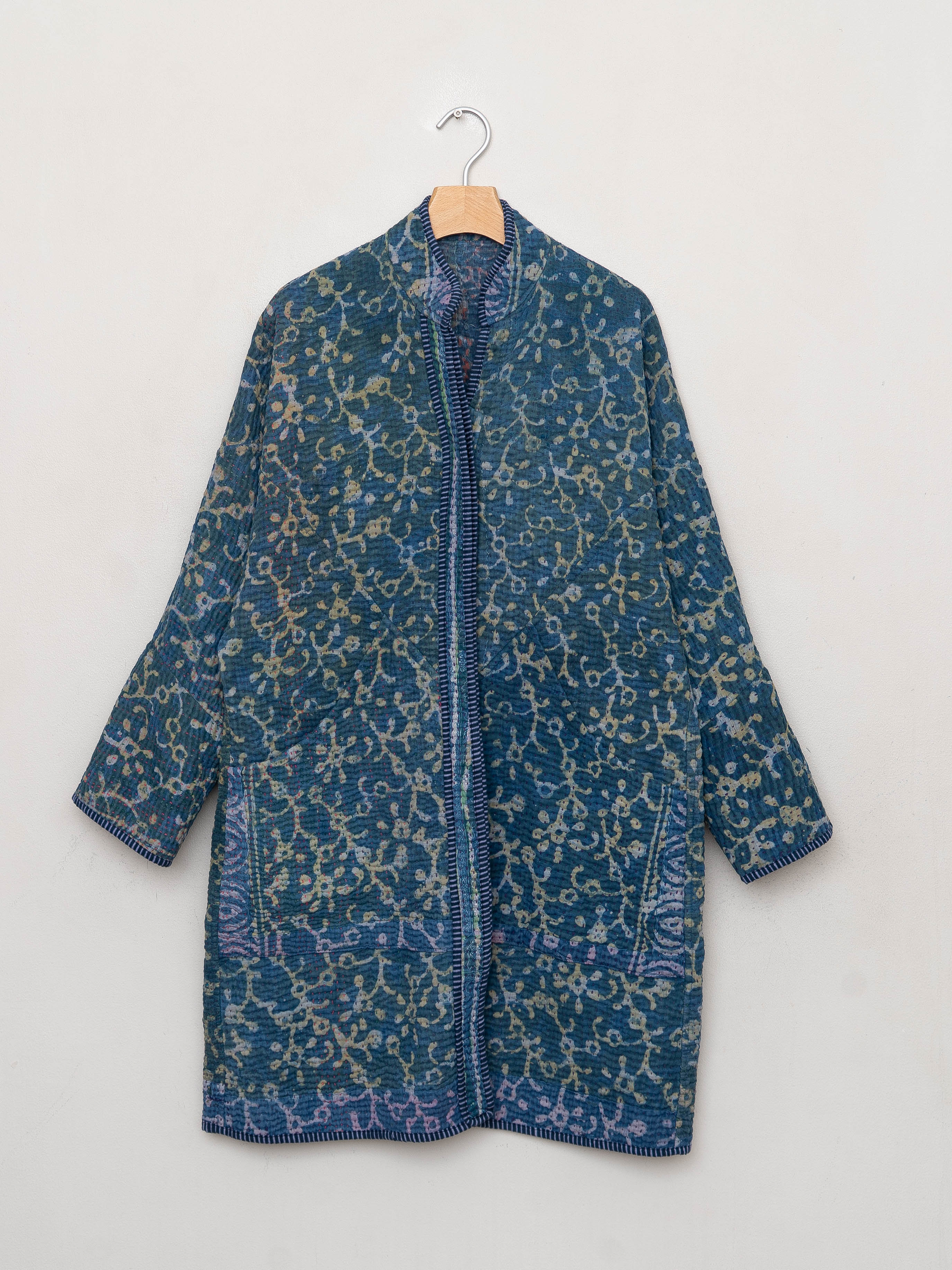 The Sai Quilted Indigo Kantha Coat