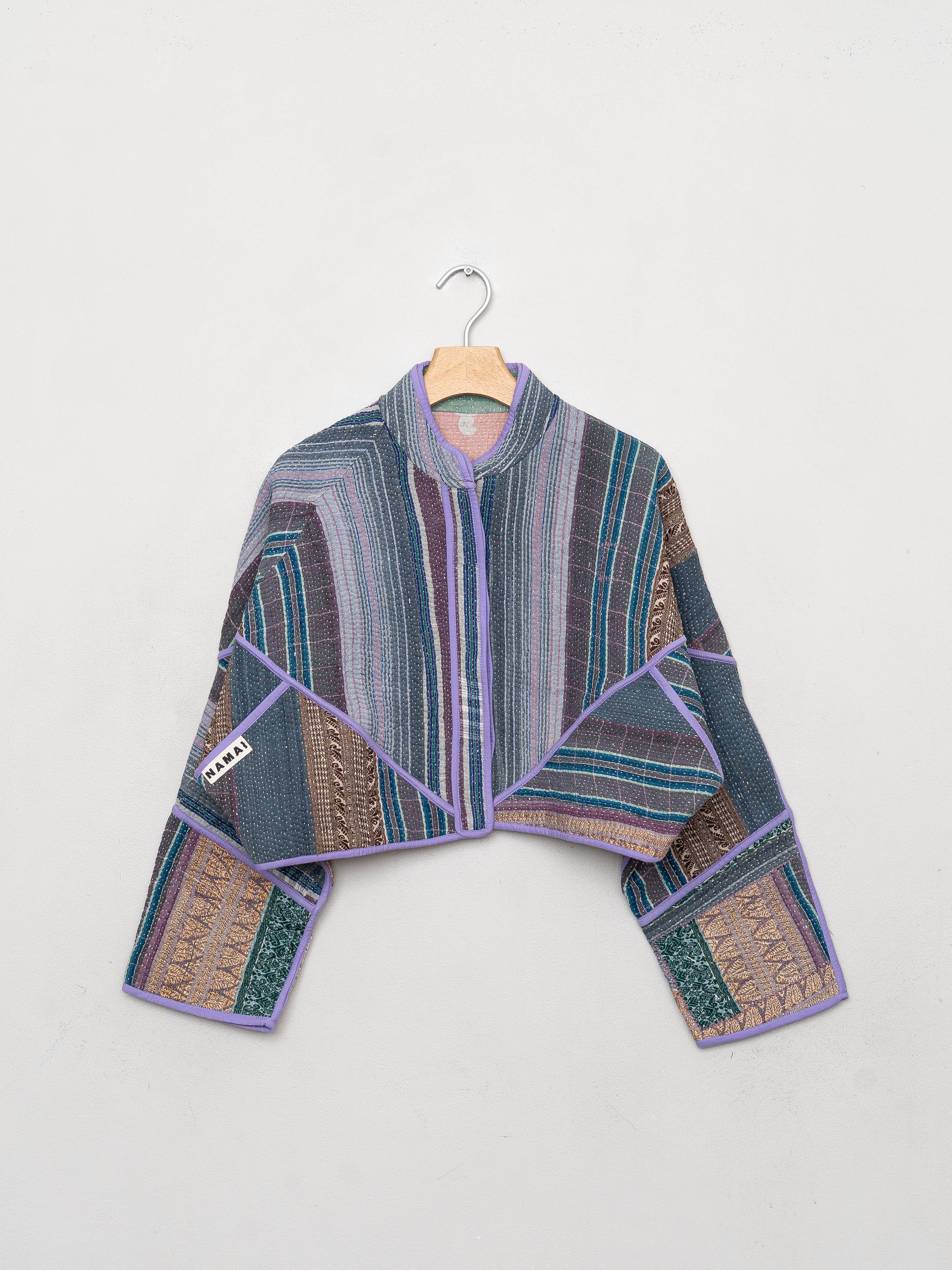 The Kaira Cropped Quilted Patchwork Kantha Jacket
