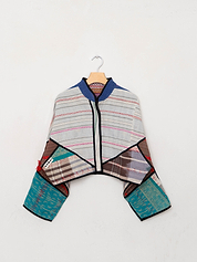 The Kaira Cropped Quilted Patchwork Kantha Jacket