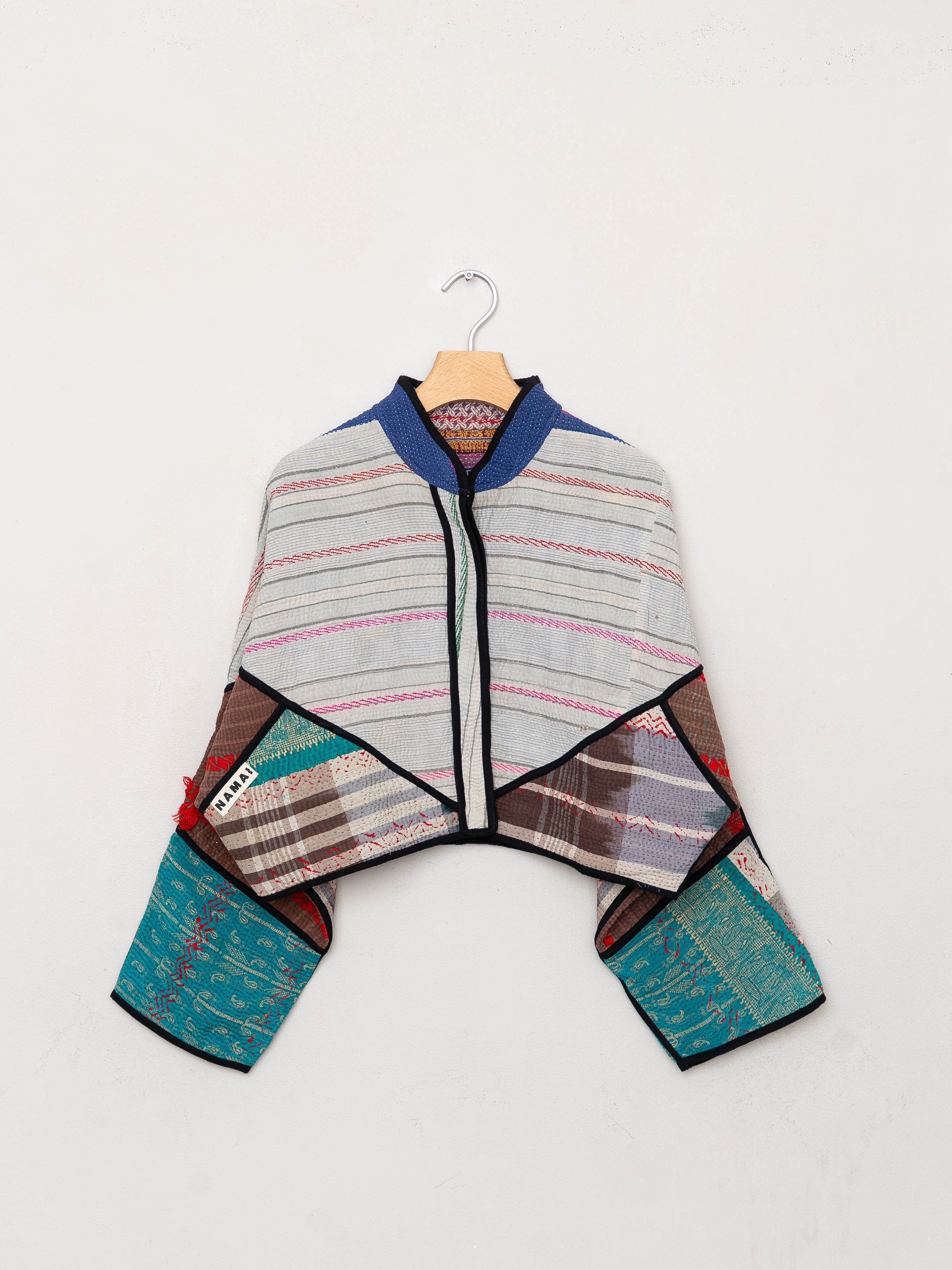 The Kaira Cropped Quilted Patchwork Kantha Jacket
