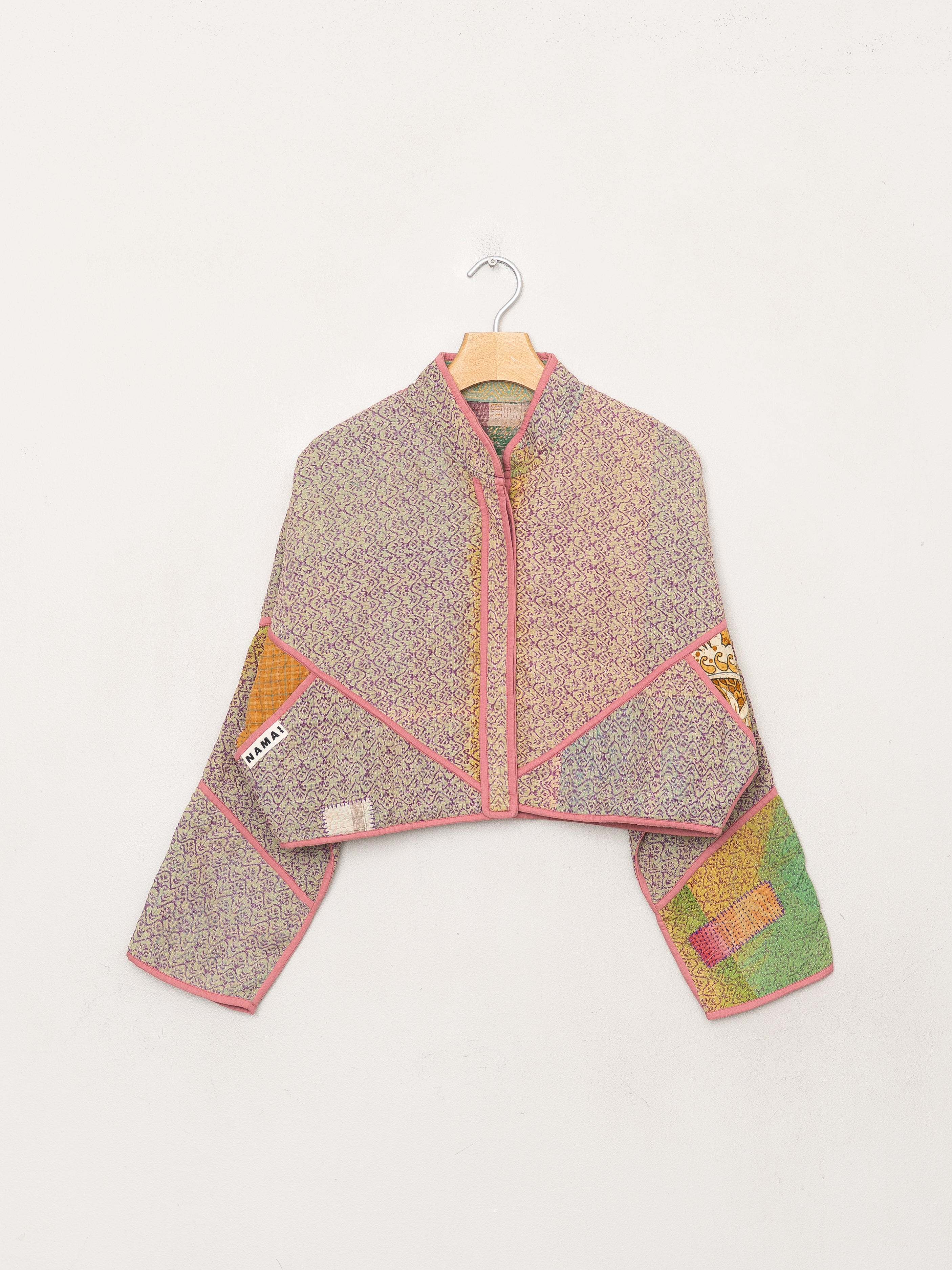 The Kaira Cropped Quilted Patchwork Kantha Jacket