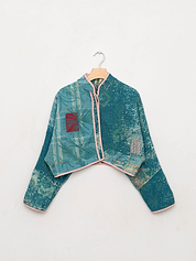 The Kaira Cropped Suzani Quilted Kantha Jacket