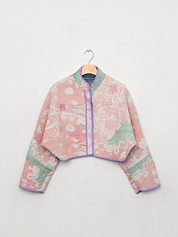 The Kaira Cropped Quilted Patchwork Kantha Jacket