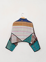 The Kaira Cropped Quilted Patchwork Kantha Jacket
