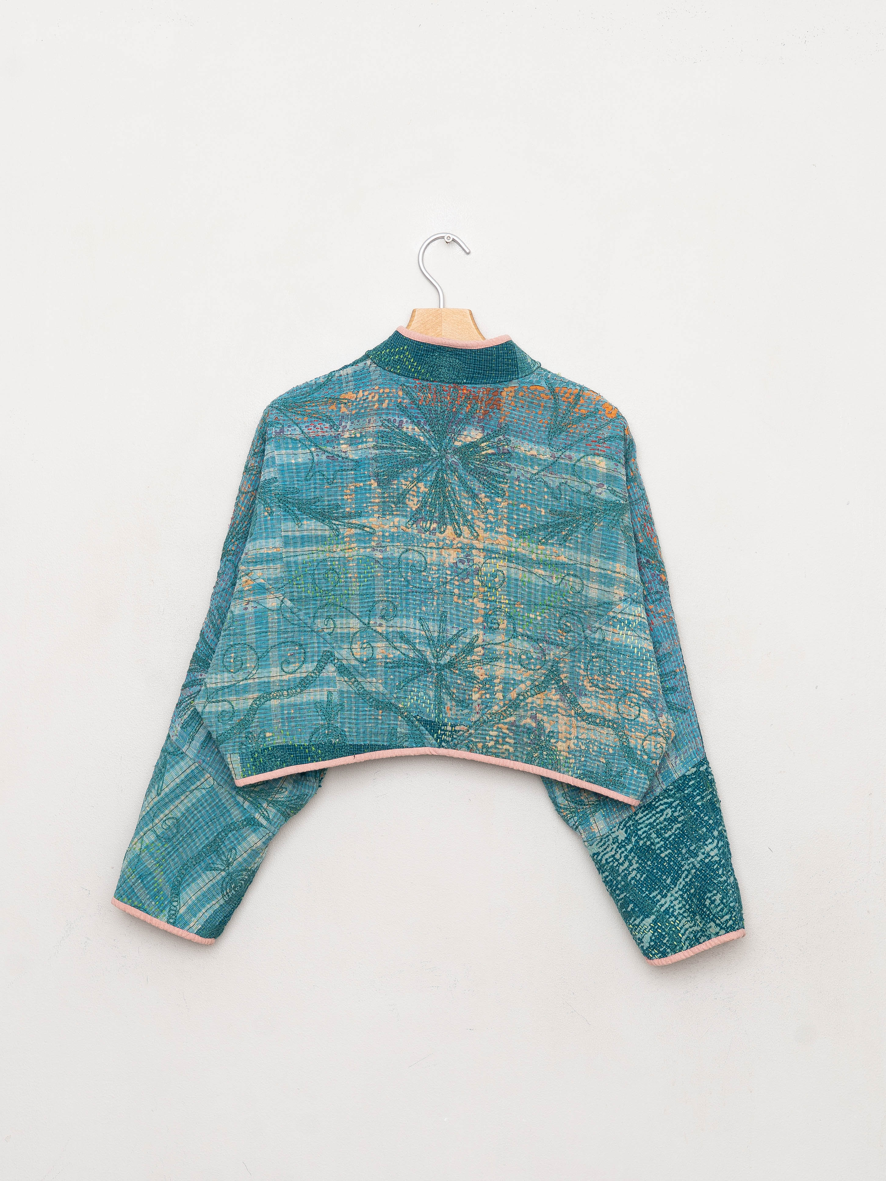 The Kaira Cropped Suzani Quilted Kantha Jacket