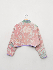 The Kaira Cropped Quilted Patchwork Kantha Jacket