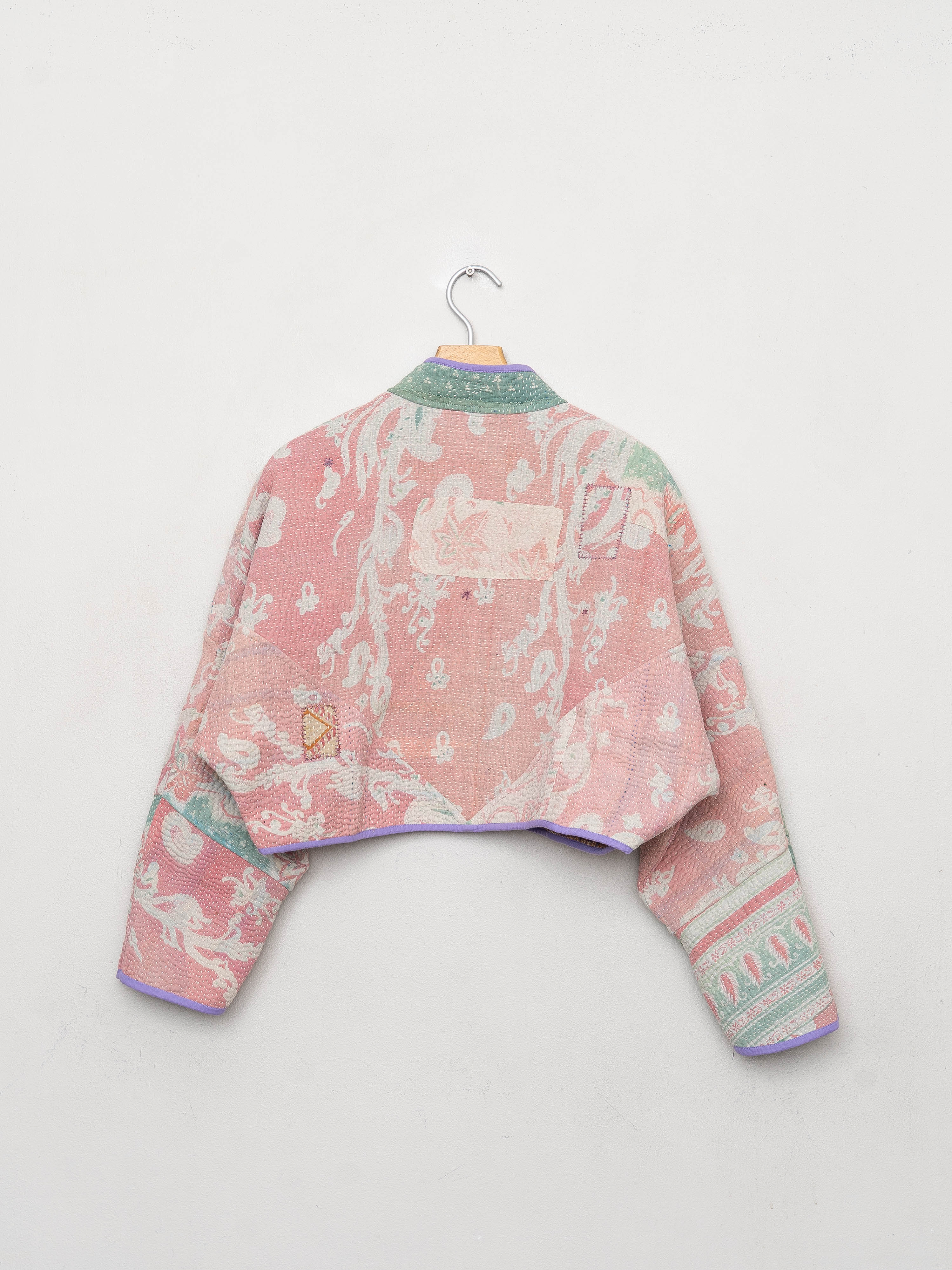 The Kaira Cropped Quilted Patchwork Kantha Jacket