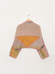 The Kaira Cropped Quilted Patchwork Kantha Jacket