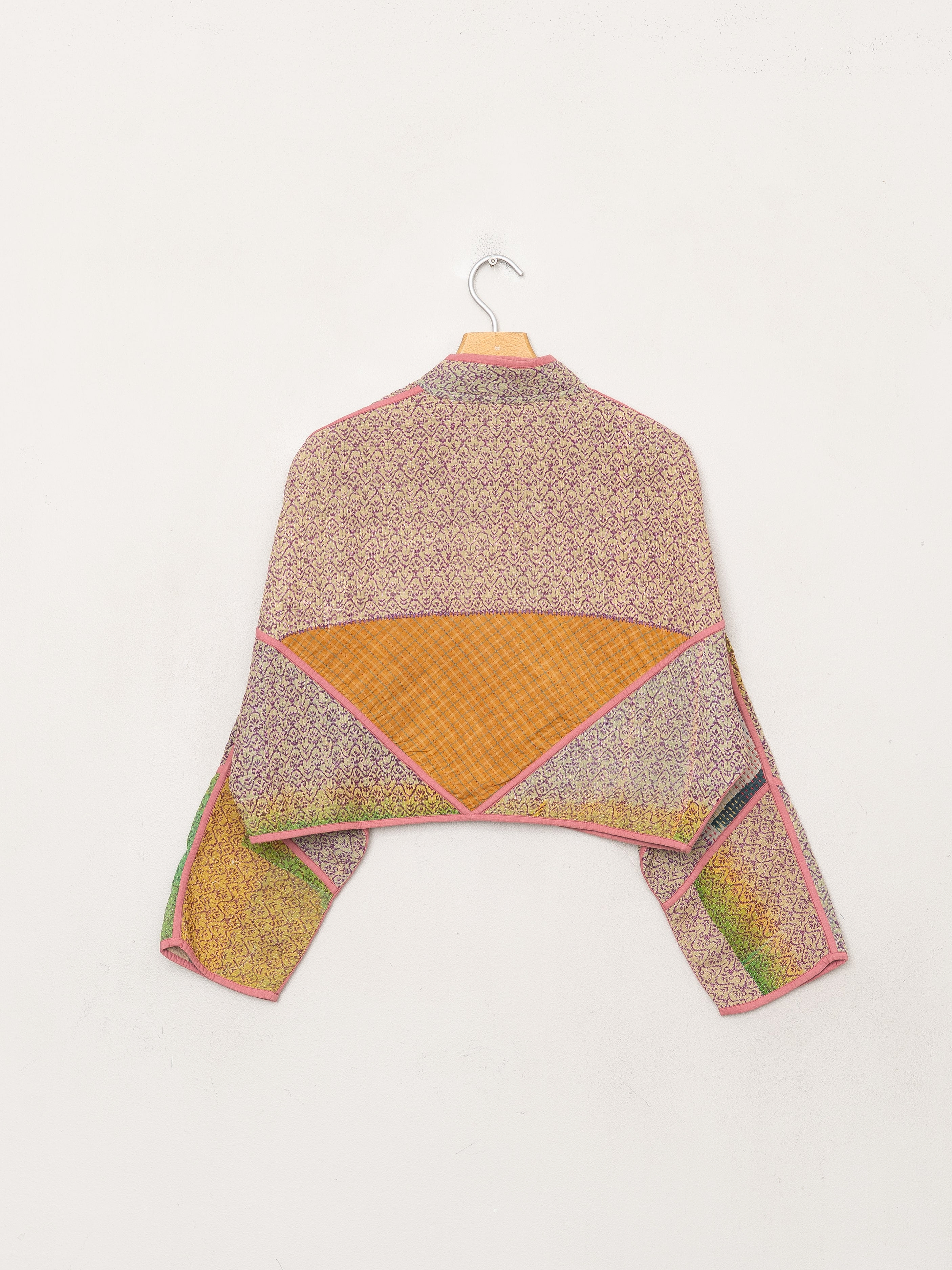 The Kaira Cropped Quilted Patchwork Kantha Jacket