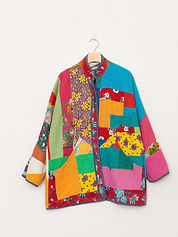 The Narmada Quilted Patchwork Kantha Jacket
