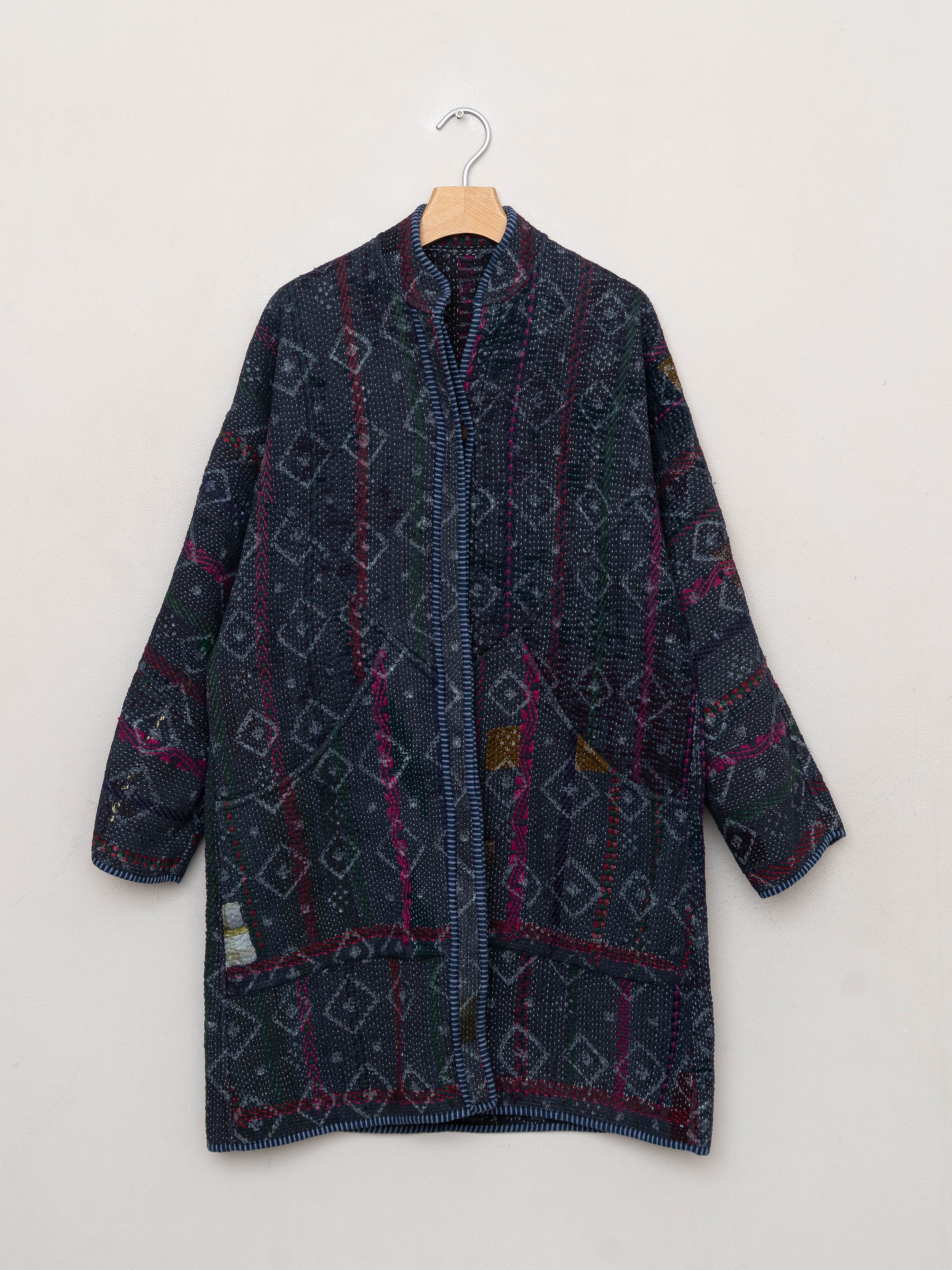 The Sai Quilted Indigo Kantha Coat