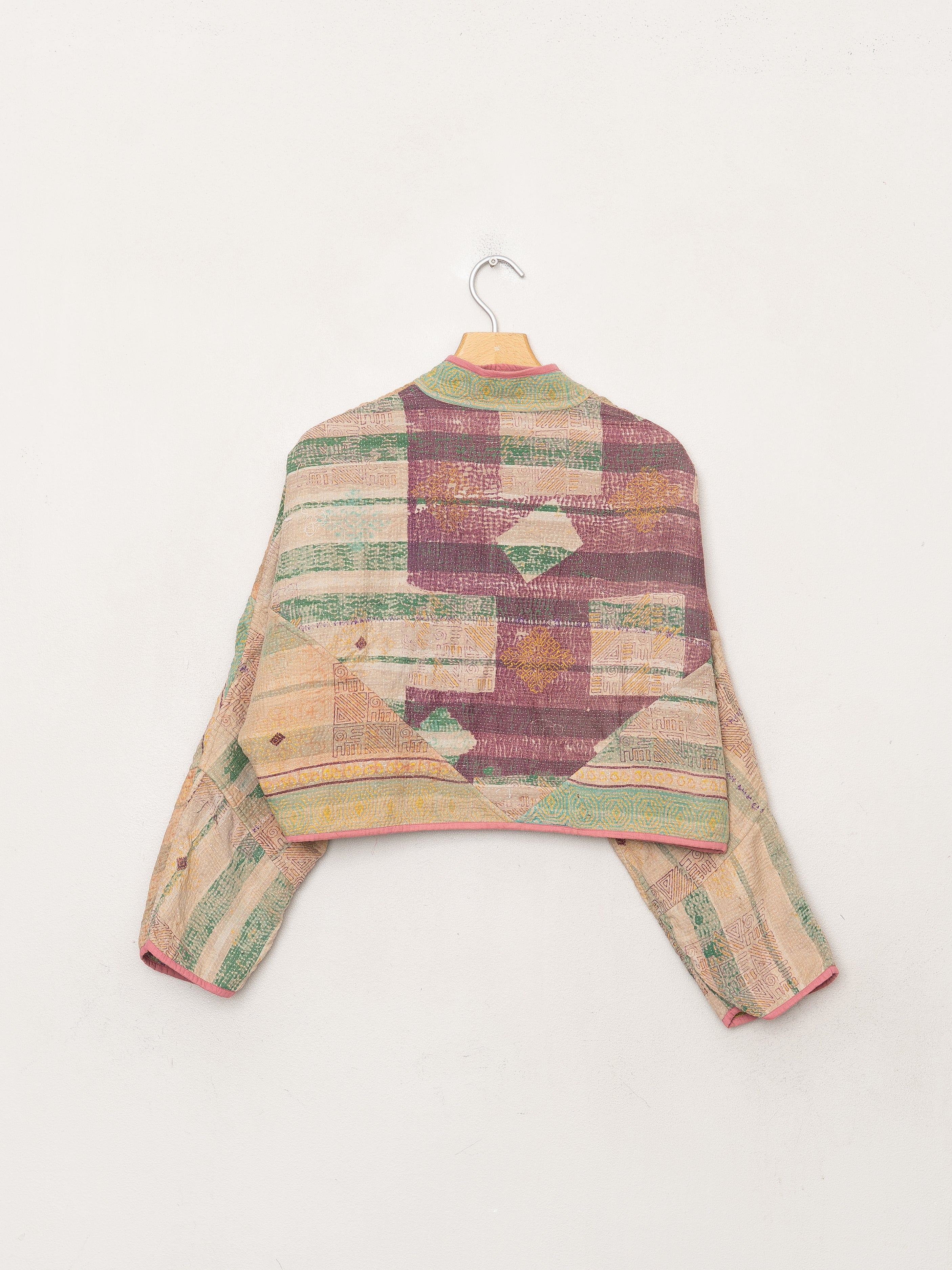 The Kaira Cropped Quilted Patchwork Kantha Jacket