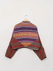 The Kaira Cropped Quilted Patchwork Kantha Jacket