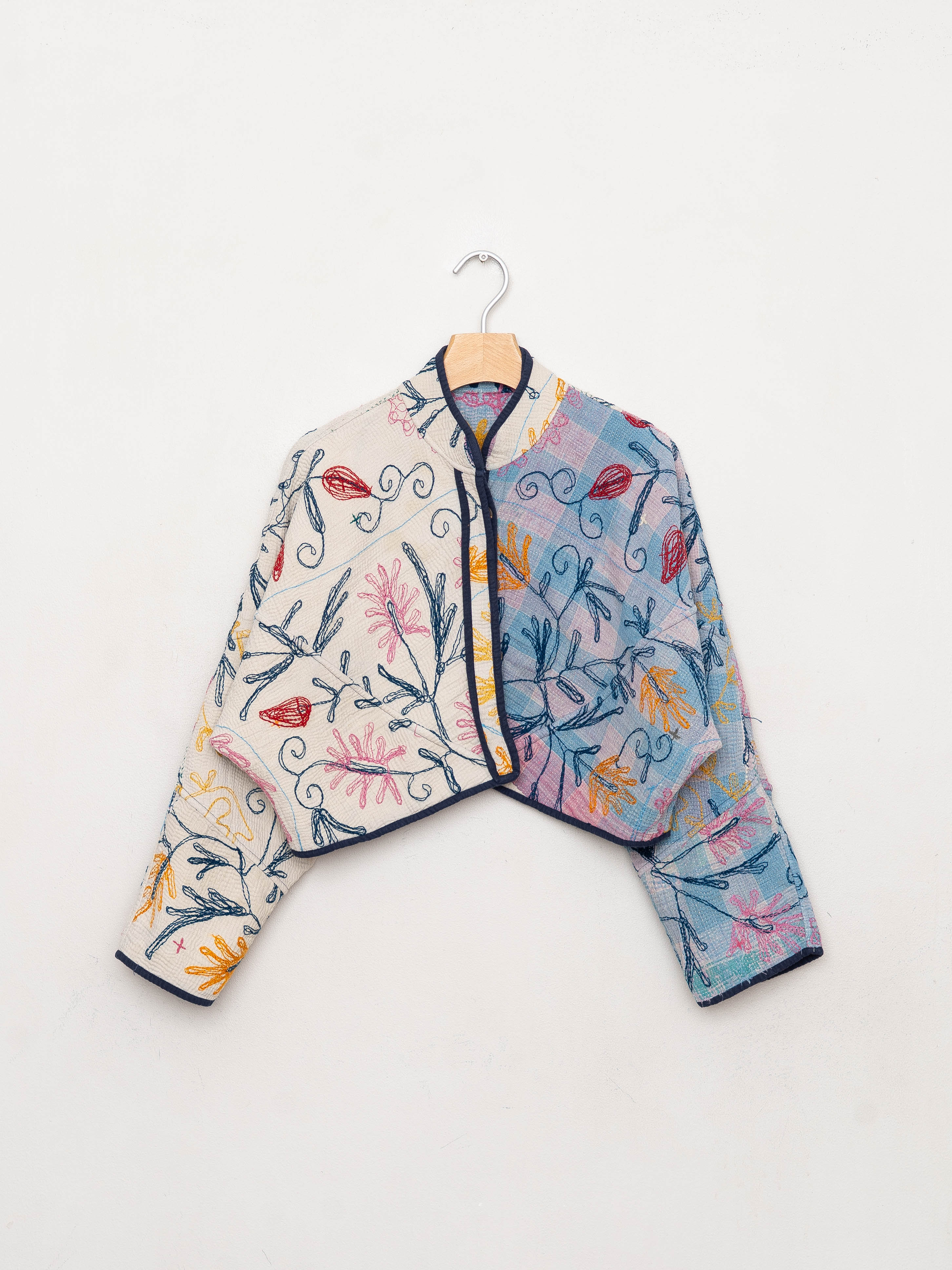 The Kaira Cropped Suzani Quilted Kantha Jacket