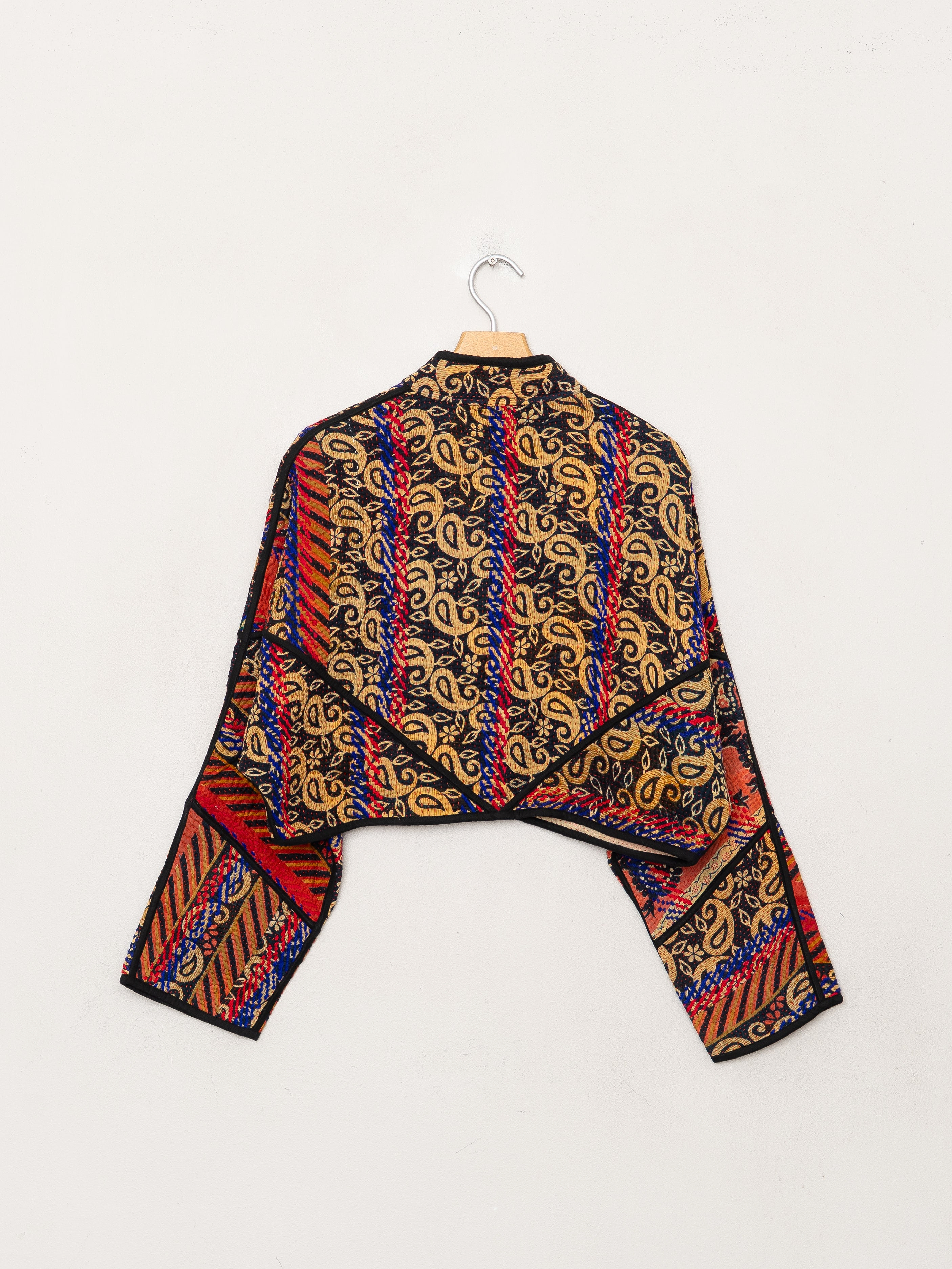 The Kaira Cropped Quilted Patchwork Kantha Jacket