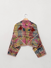 The Kaira Cropped Suzani Quilted Kantha Jacket