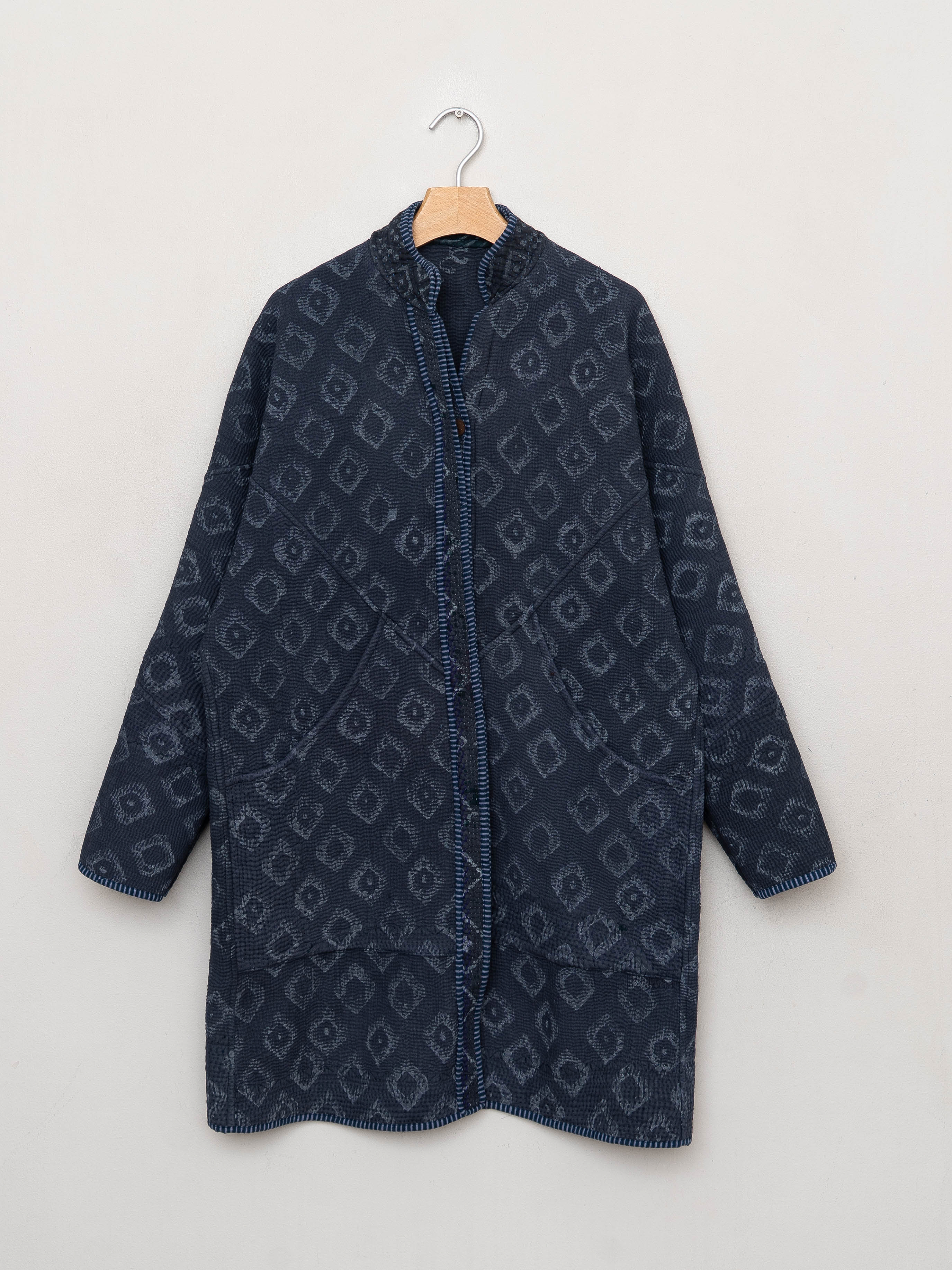 The Sai Quilted Indigo Kantha Coat