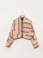 The Kaira Cropped Quilted Patchwork Kantha Jacket