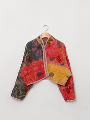 The Kaira Cropped Suzani Quilted Kantha Jacket