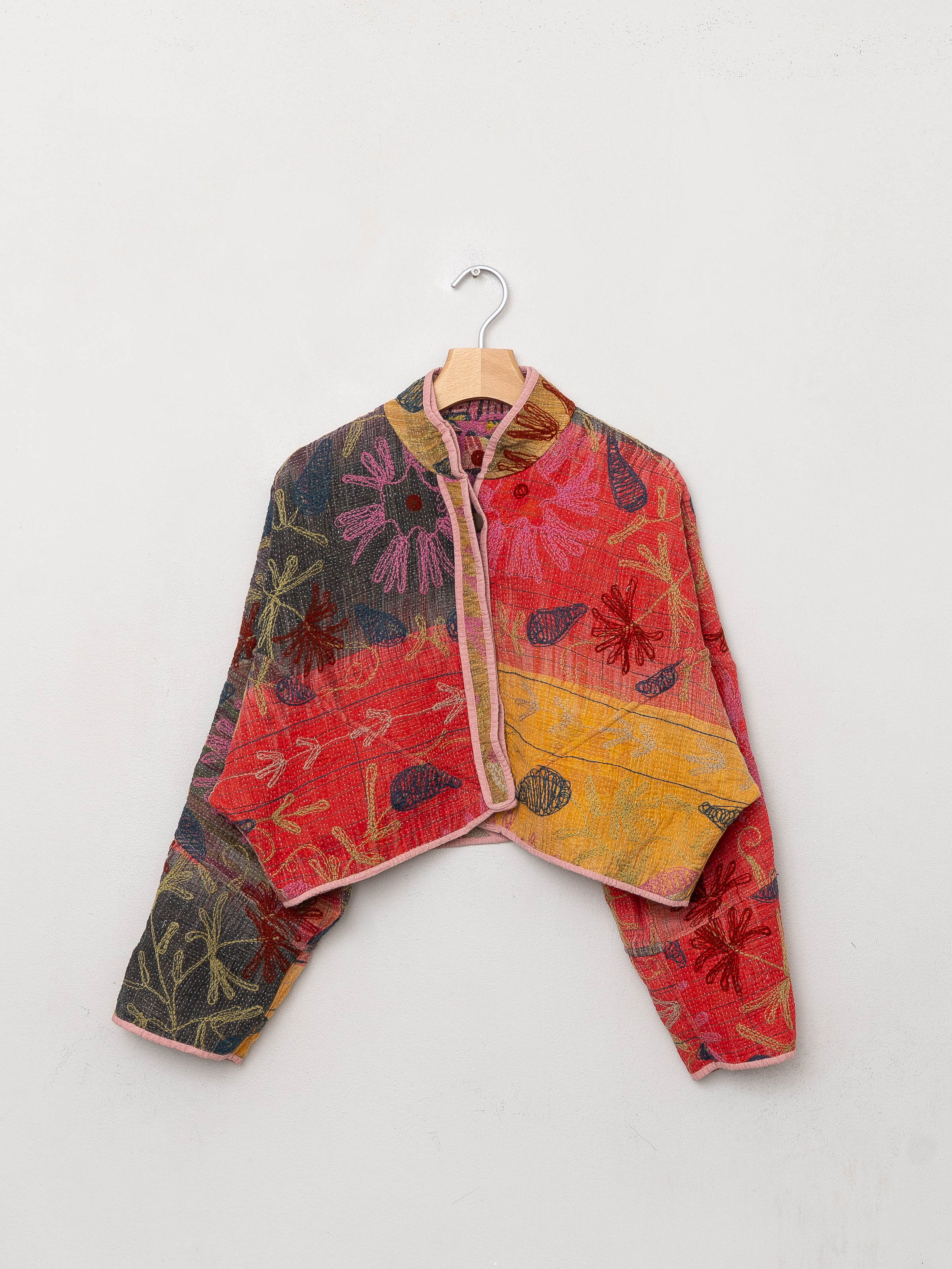 The Kaira Cropped Suzani Quilted Kantha Jacket