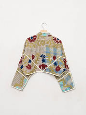 The Kaira Cropped Suzani Quilted Kantha Jacket