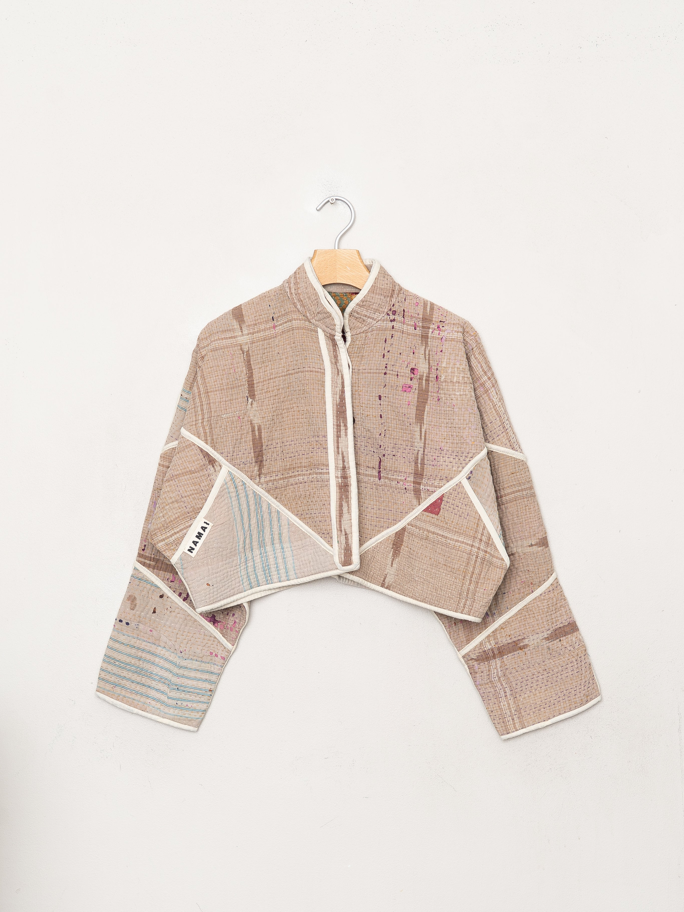 The Kaira Cropped Quilted Patchwork Kantha Jacket