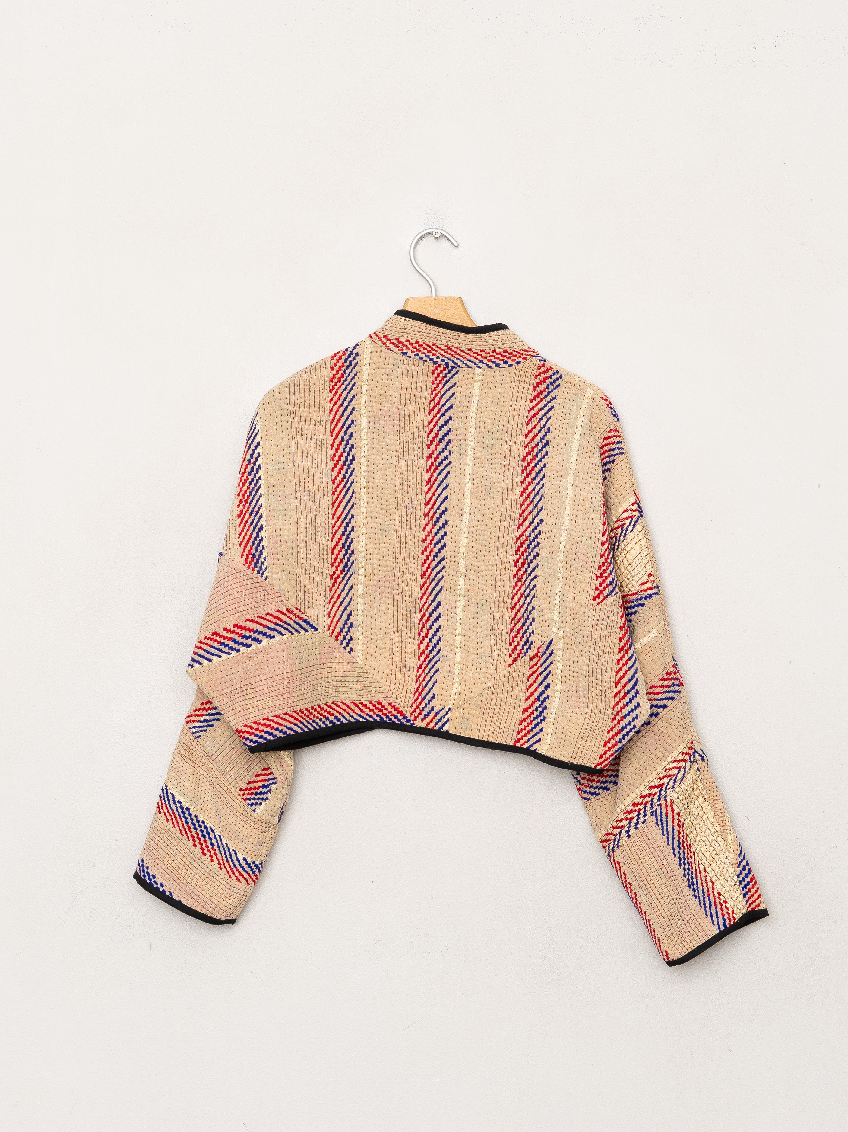 The Kaira Cropped Quilted Patchwork Kantha Jacket