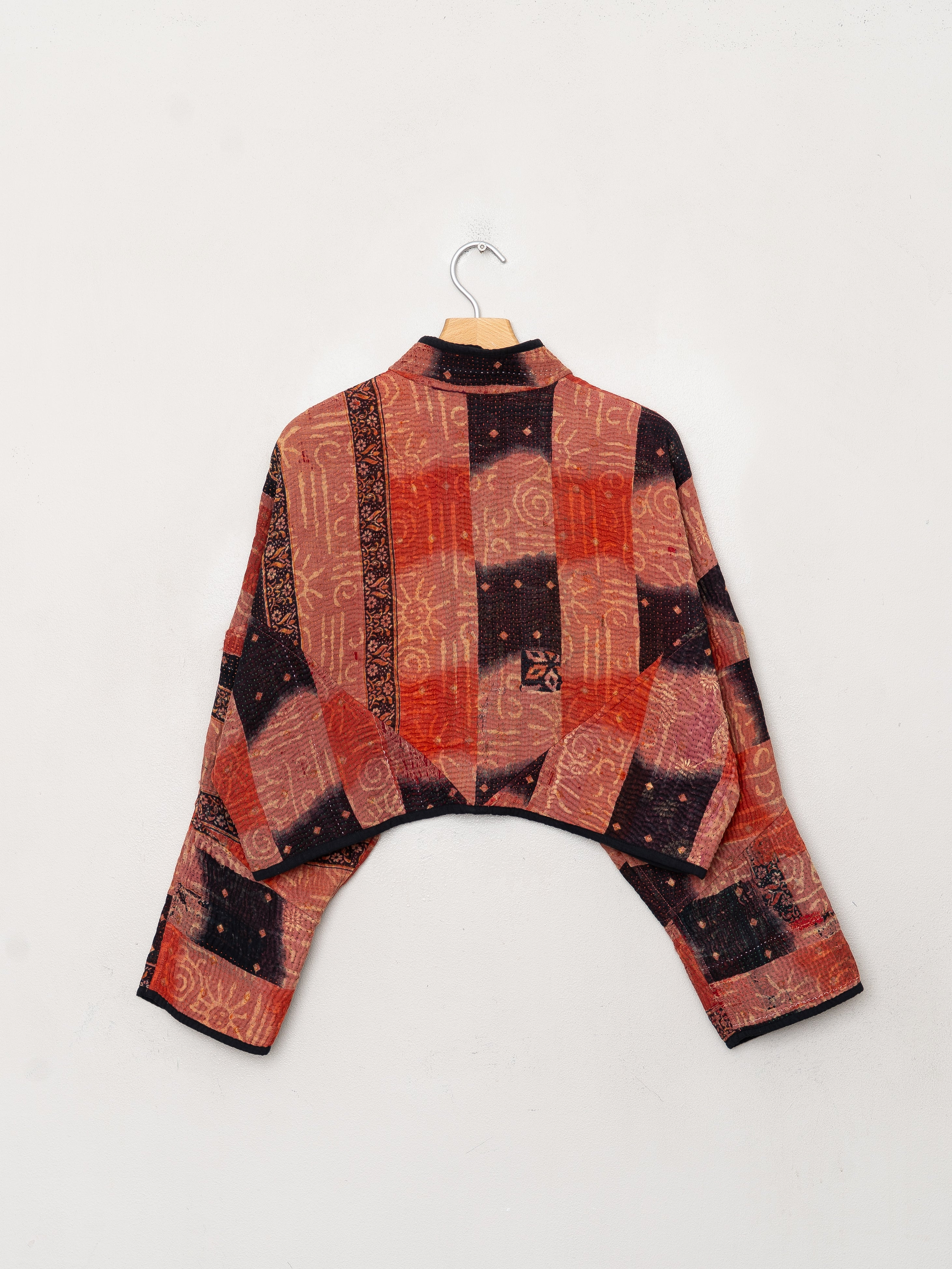 The Kaira Cropped Quilted Patchwork Kantha Jacket