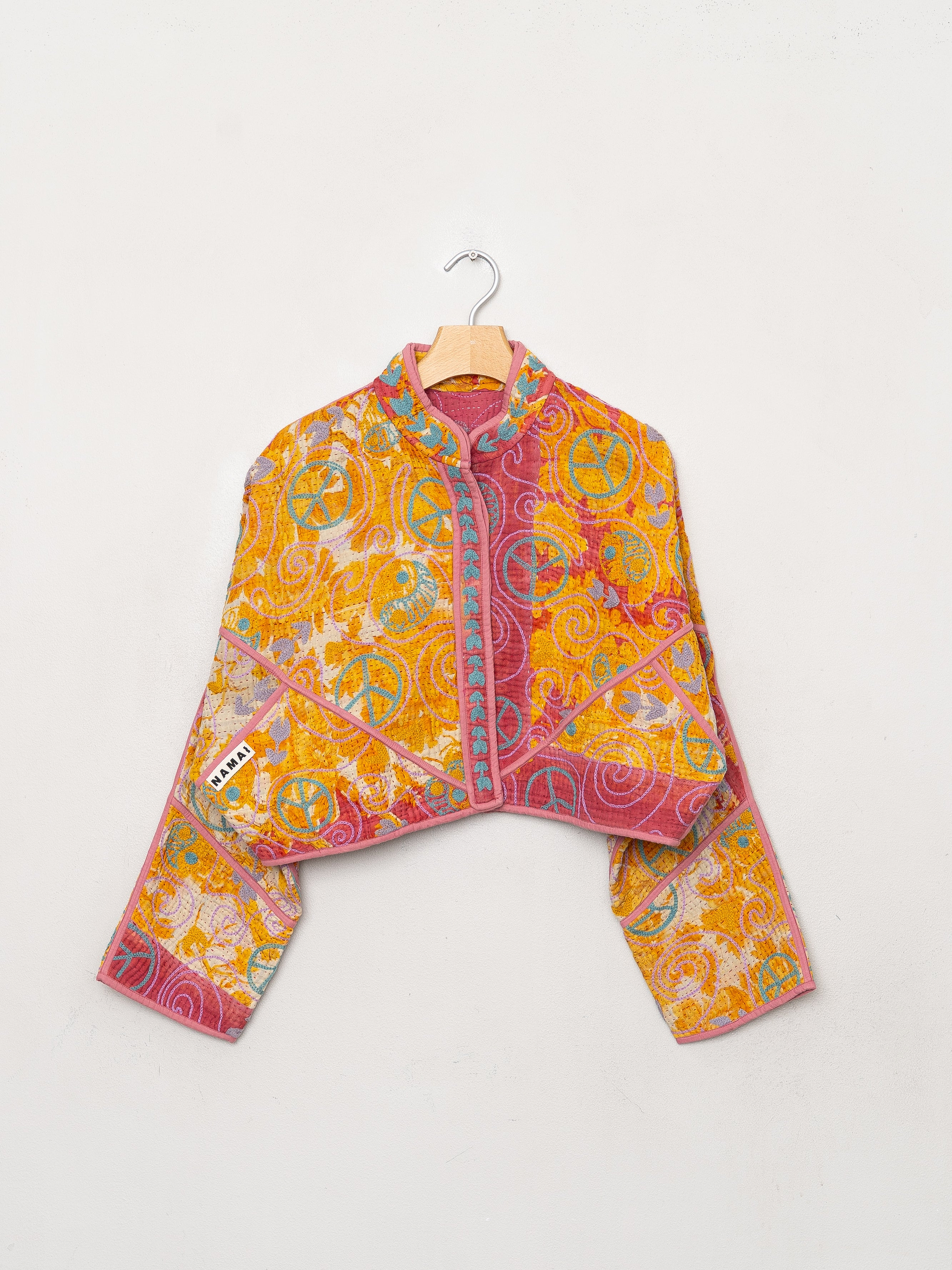 The Kaira Cropped Suzani Quilted Kantha Jacket