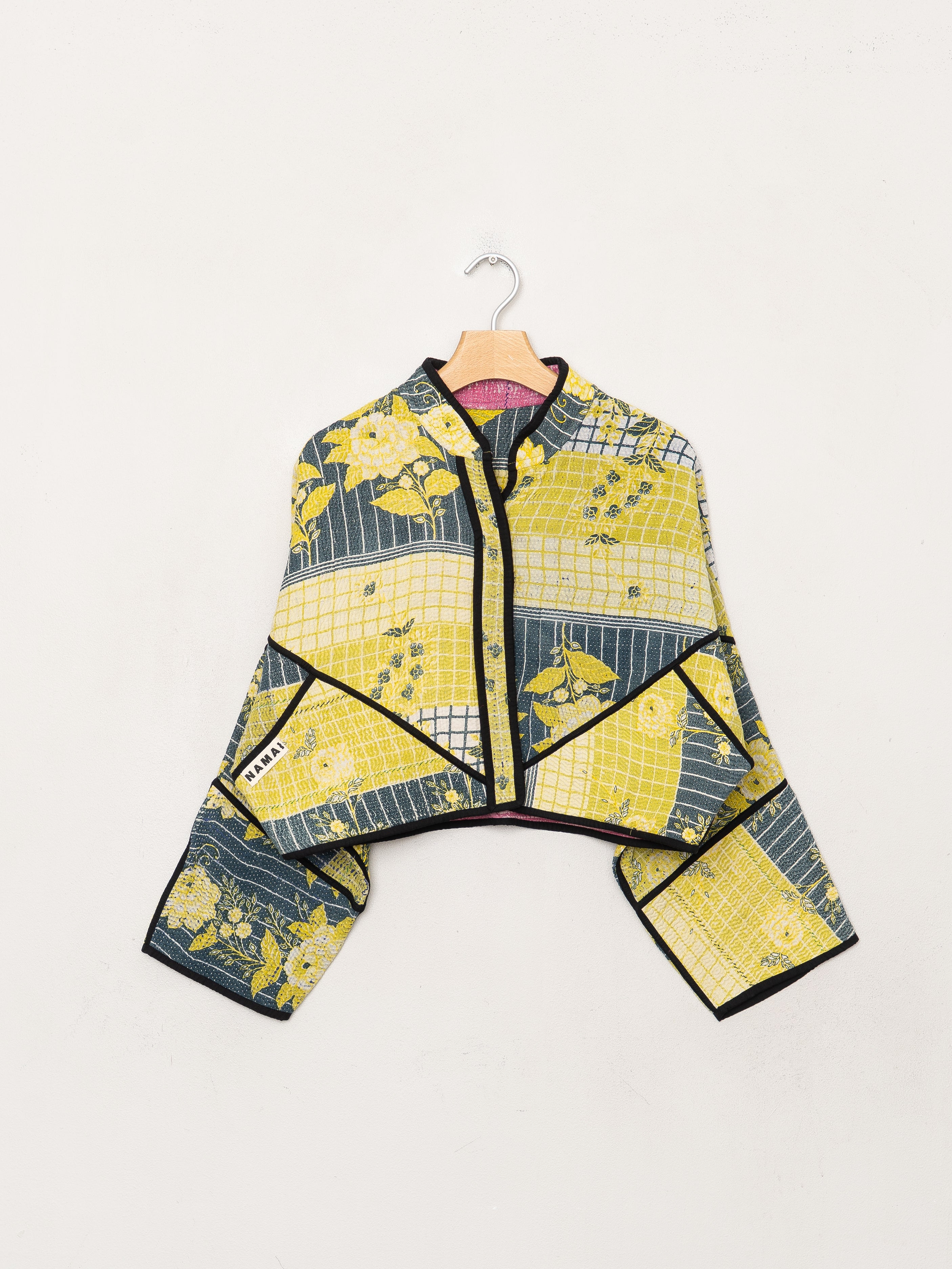 The Kaira Cropped Quilted Patchwork Kantha Jacket