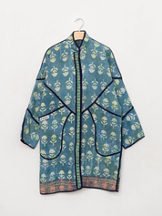 The Sai Quilted Indigo Kantha Coat
