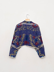 The Kaira Cropped Suzani Quilted Kantha Jacket