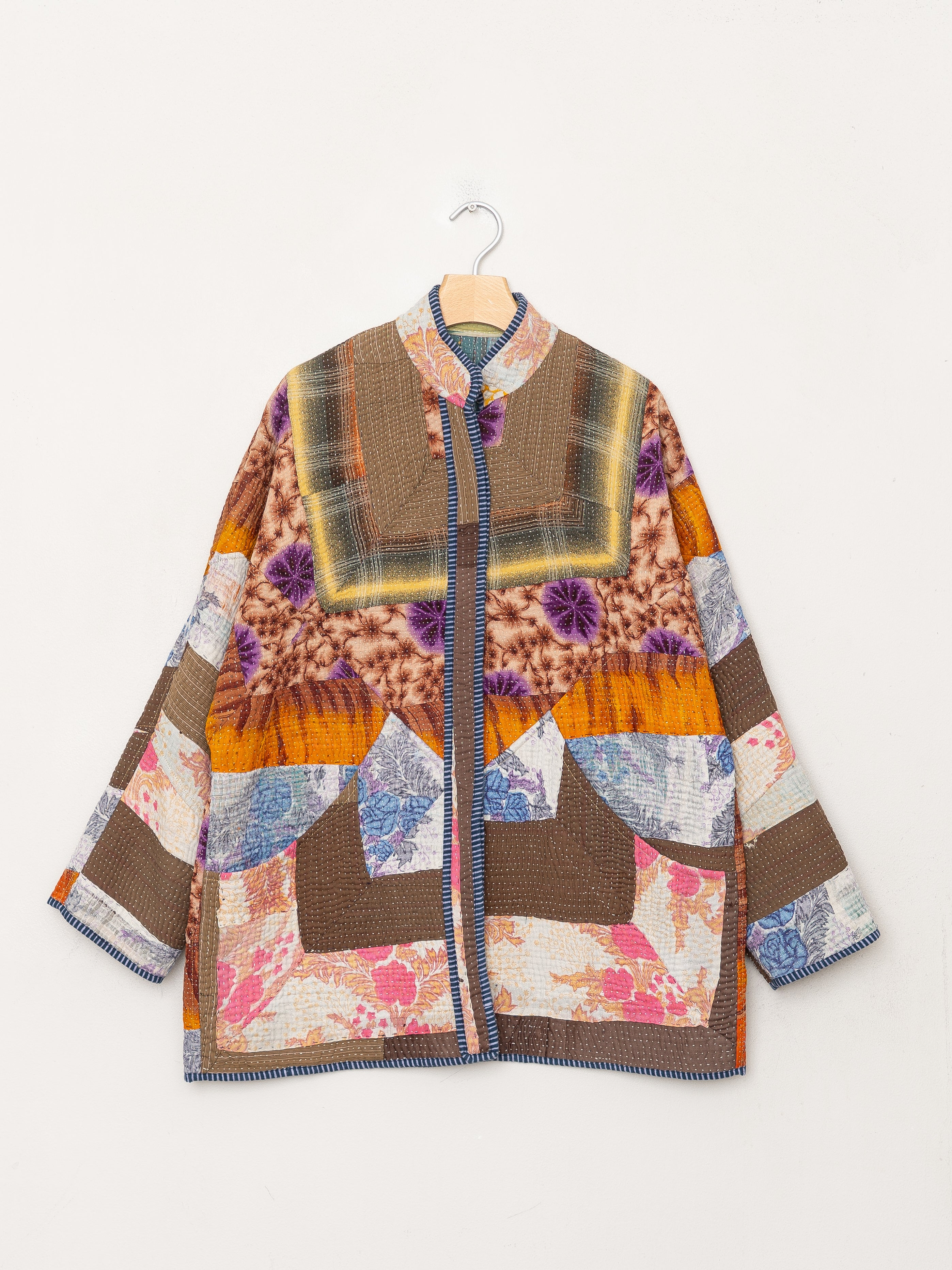 The Narmada Quilted Patchwork Kantha Jacket