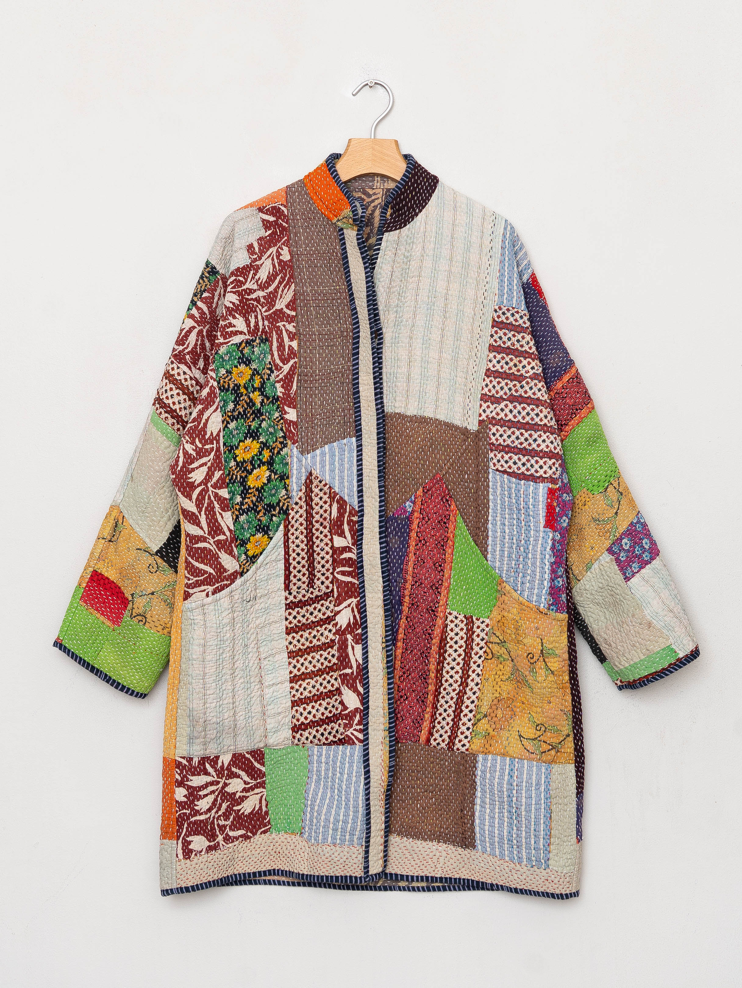 The Sai Quilted Patchwork Kantha Coat