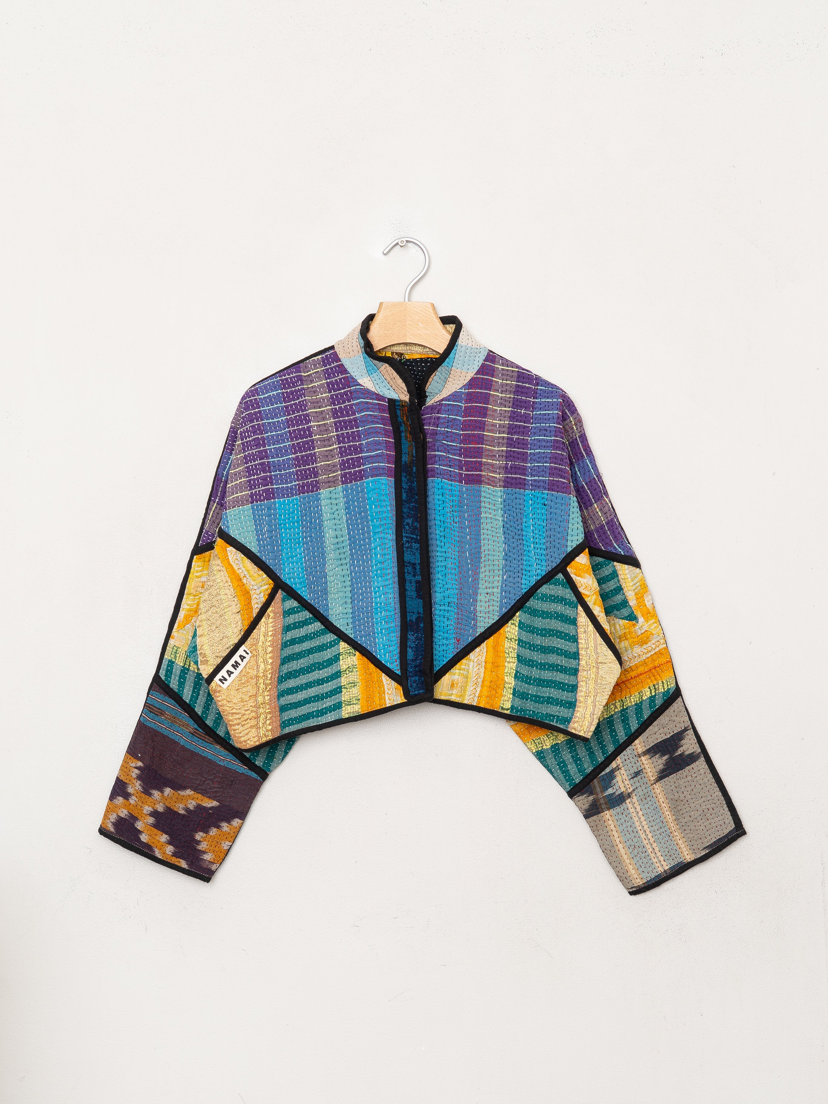 The Kaira Cropped Quilted Patchwork Kantha Jacket
