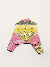 The Kaira Cropped Quilted Patchwork Kantha Jacket
