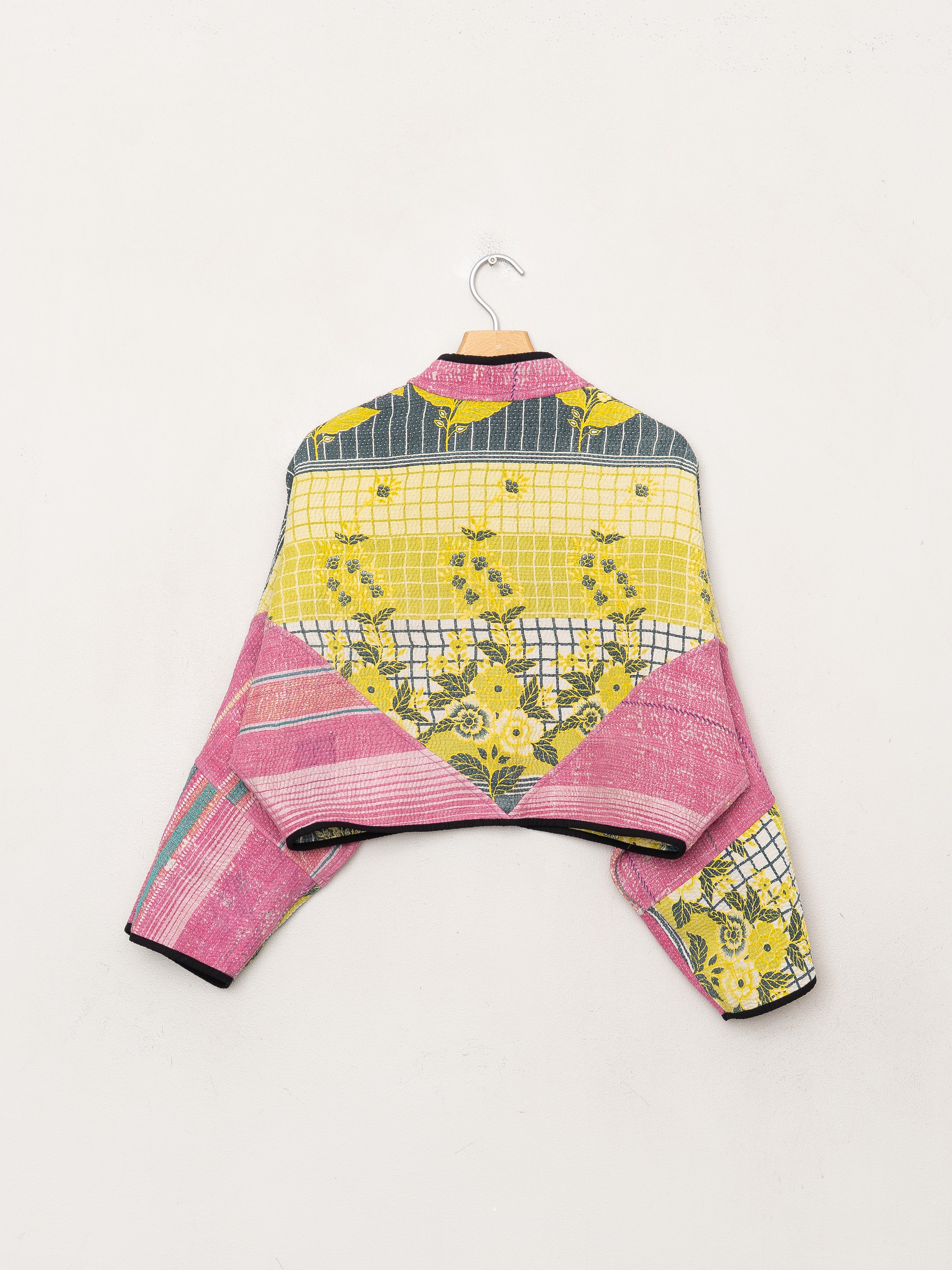 The Kaira Cropped Quilted Patchwork Kantha Jacket