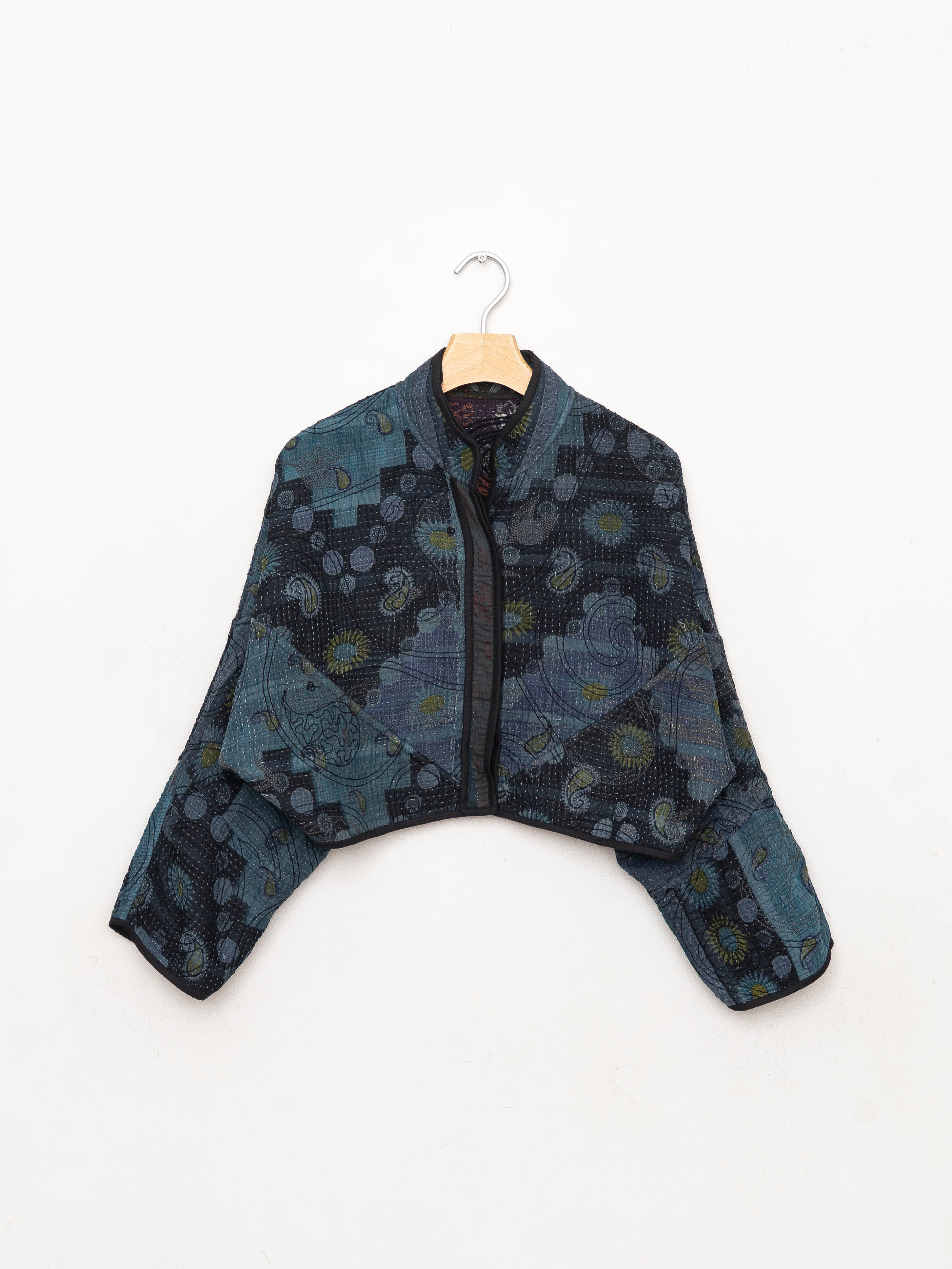 The Kaira Cropped Suzani Quilted Kantha Jacket