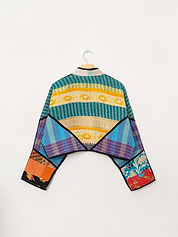 The Kaira Cropped Quilted Patchwork Kantha Jacket