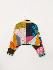 The Kaira Cropped Quilted Patchwork Kantha Jacket