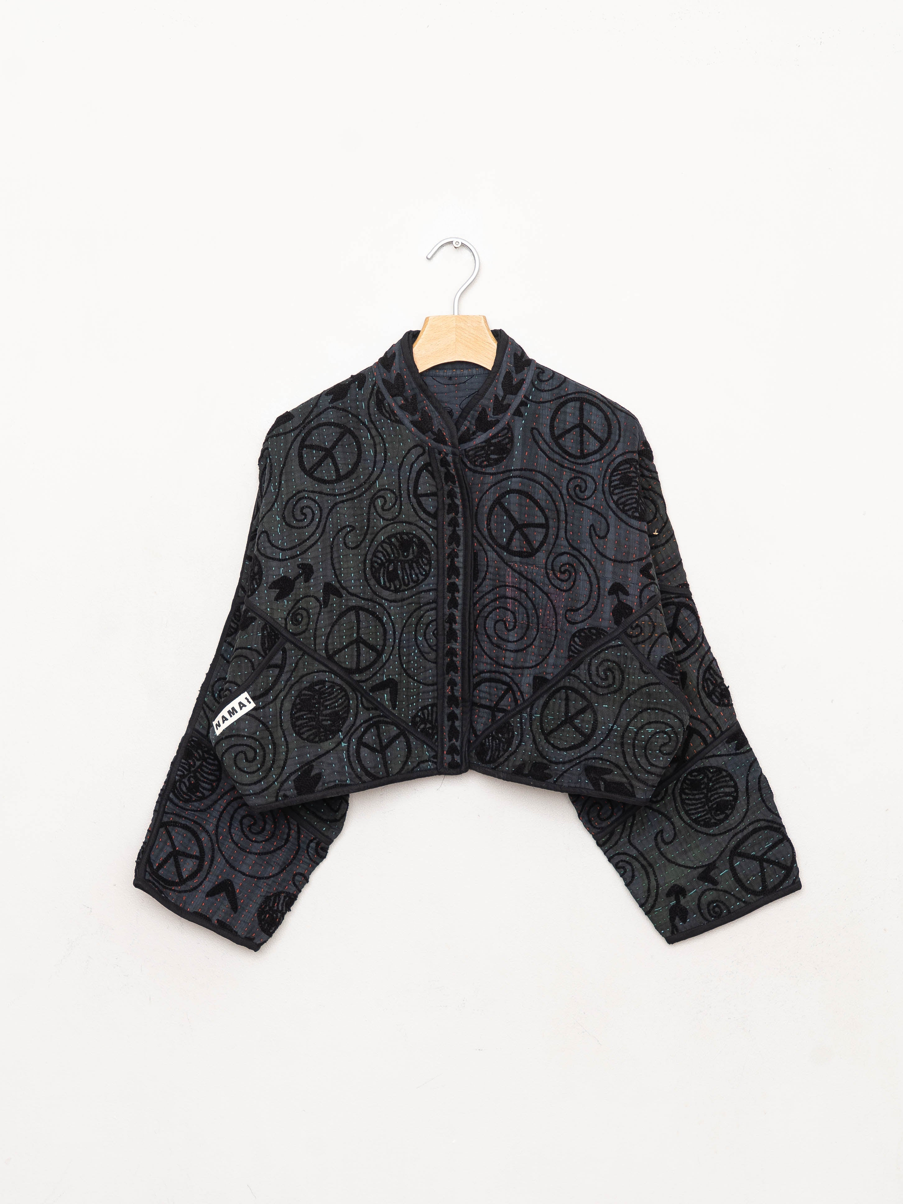 The Kaira Cropped Suzani Quilted Kantha Jacket